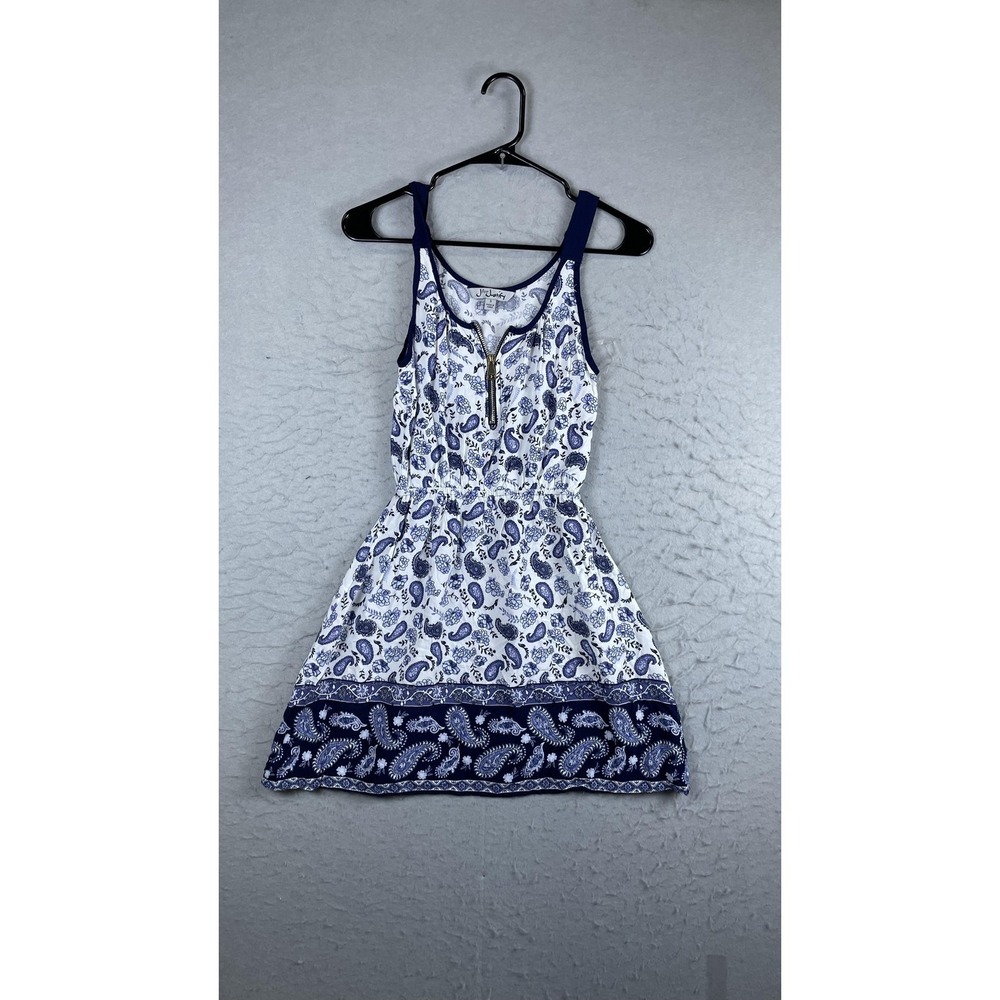 J For Justify Dress Womens Small Blue White Paisley Scoop Neck Fit & Flare